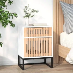 White plywood and iron nightstand 40x30x55.5 cm by , Nightstands - Ref: Foro24-352091, Price: 62,12 €, Discount: %
