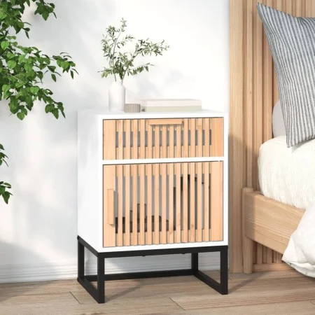Mesita noche madera y hierro contrachapada blanco 40x30x55,5 cm de , Mesitas de noche - Ref: Foro24-352091, Precio: 62,09 €, ...