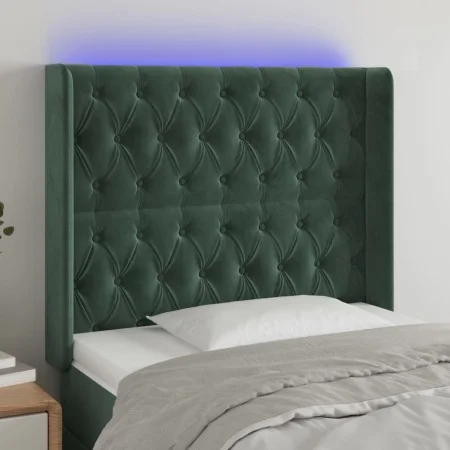 LED-Kopfteil aus dunkelgrünem Samt, 93 x 16 x 118/128 cm von , Kopf- und Fußteile - Ref: Foro24-3124423, Preis: 111,28 €, Rab...