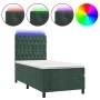 Box spring bed with mattress and LED dark green velvet 90x190 cm by , Beds and slatted bases - Ref: Foro24-3136278, Price: 33...