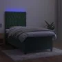 Box spring bed with mattress and LED dark green velvet 90x190 cm by , Beds and slatted bases - Ref: Foro24-3136278, Price: 33...