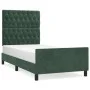 Estructura cama con cabecero terciopelo verde oscuro 90x200 cm de , Camas y somieres - Ref: Foro24-3125919, Precio: 172,40 €,...