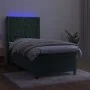 Box spring bed with mattress and LED dark green velvet 90x190 cm by , Beds and slatted bases - Ref: Foro24-3139718, Price: 35...