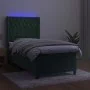 Box spring bed with mattress and LED dark green velvet 90x200 cm by , Beds and slatted bases - Ref: Foro24-3139724, Price: 38...