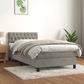 Boxspringbett mit hellgrauer Samtmatratze 100x200 cm von , Betten und Lattenroste - Ref: Foro24-3141467, Preis: 317,14 €, Rab...