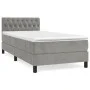 Box spring bed with light gray velvet mattress 100x200 cm by , Beds and slatted bases - Ref: Foro24-3141467, Price: 308,61 €,...