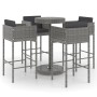 Set muebles bar jardín 5 piezas y cojines ratán sintético gris en Conjuntos de jardín | Comprar online en Foro24