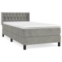 Box spring bed with light gray velvet mattress 100x200 cm by , Beds and slatted bases - Ref: Foro24-3131123, Price: 327,78 €,...