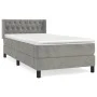 Box spring bed with light gray velvet mattress 100x200 cm by , Beds and slatted bases - Ref: Foro24-3131123, Price: 318,35 €,...