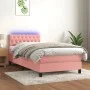 Cama box spring colchón y LED terciopelo rosa 90x190 cm de , Camas y somieres - Ref: Foro24-3134560, Precio: 324,30 €, Descue...