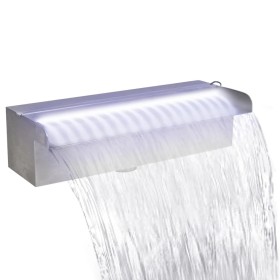 Fuente cascada rectangular LED piscina acero inoxidable 30 cm