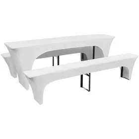 3 dehnbare weiße Hussen für Tisch und 2 Bänke 220x70x80 cm von vidaXL, Abdeckungen - Ref: Foro24-130793, Preis: 44,79 €, Raba...