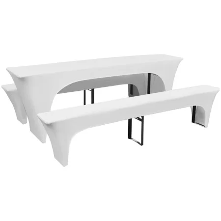 3 dehnbare weiße Hussen für Tisch und 2 Bänke 220x70x80 cm von vidaXL, Abdeckungen - Ref: Foro24-130793, Preis: 42,56 €, Raba...