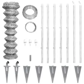 Metal fence with galvanized steel posts stakes 15x1.25 m by vidaXL, fence panels - Ref: Foro24-141504, Price: 210,43 €, Disco...