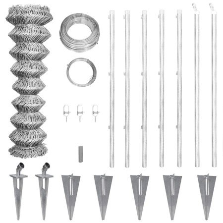 Metal fence with galvanized steel posts stakes 15x1.25 m by vidaXL, fence panels - Ref: Foro24-141504, Price: 214,32 €, Disco...