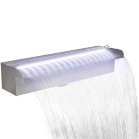 Fuente cascada rectangular LED piscina acero inoxidable 45 cm