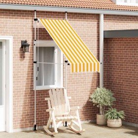 Toldo manual retráctil 100 cm naranja y blanco a rayas Toldo manual retráctil 100 cm naranja y blanco a rayas