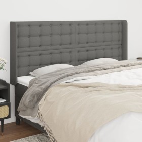 Cabecero con orejas de tela gris oscuro 163x16x118/128 cm de , Cabeceros y pies de cama - Ref: Foro24-3120021, Precio: 176,41...
