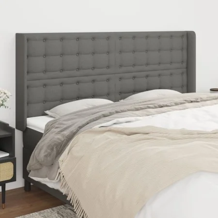 Kopfteil mit dunkelgrauen Stoffohren 203x16x118/128 cm von , Kopf- und Fußteile - Ref: Foro24-3120037, Preis: 131,68 €, Rabat...