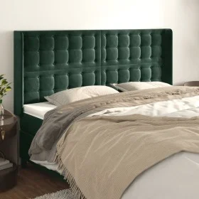 Headboard with dark green velvet ears 183x16x118/128cm by , Headboards and footboards - Ref: Foro24-3120077, Price: 133,98 €,...