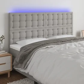 Headboard with LED lights light gray fabric 160x5x118/128 cm by , Headboards and footboards - Ref: Foro24-3122864, Price: 123...