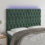 Headboard with LED lights dark green velvet 144x7x118/128 cm by , Headboards and footboards - Ref: Foro24-3122811, Price: 142...