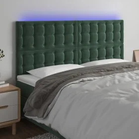 Kopfteil mit LED-Beleuchtung, dunkelgrüner Samt, 180 x 5 x 118/128 cm von , Kopf- und Fußteile - Ref: Foro24-3122921, Preis: ...