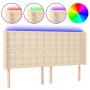 Kopfteil aus cremefarbenem Stoff mit LED 163x16x118/128 cm von , Kopf- und Fußteile - Ref: Foro24-3124493, Preis: 142,16 €, R...
