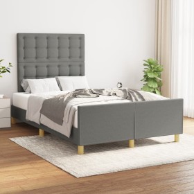 Bed frame with headboard in dark gray fabric 120x200 cm by , Beds and slatted bases - Ref: Foro24-3125366, Price: 164,05 €, D...