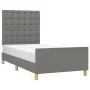 Bed frame with headboard in dark gray fabric 100x200 cm by , Beds and slatted bases - Ref: Foro24-3125358, Price: 145,96 €, D...