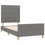Bed frame with headboard in dark gray fabric 100x200 cm by , Beds and slatted bases - Ref: Foro24-3125358, Price: 145,96 €, D...