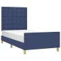Bed frame with blue fabric headboard 80x200 cm by , Beds and slatted bases - Ref: Foro24-3125339, Price: 155,05 €, Discount: %