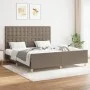 Bed frame with headboard in taupe gray fabric 160x200 cm by , Beds and slatted bases - Ref: Foro24-3125393, Price: 236,48 €, ...