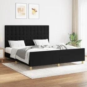 Bed frame with black fabric headboard 160x200 cm by , Beds and slatted bases - Ref: Foro24-3125391, Price: 241,06 €, Discount: %