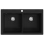 Built-in two-bowl black granite sink by vidaXL, Sinks - Ref: Foro24-141675, Price: 286,50 €, Discount: %
