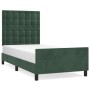 Estructura cama con cabecero terciopelo verde oscuro 100x200 cm de , Camas y somieres - Ref: Foro24-3125986, Precio: 151,44 €...