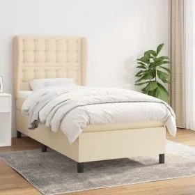 Box spring bed with cream fabric mattress 90x190 cm by , Beds and slatted bases - Ref: Foro24-3128250, Price: 353,04 €, Disco...