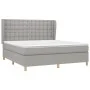 Box spring bed with light gray fabric mattress 160x200 cm by , Beds and slatted bases - Ref: Foro24-3128853, Price: 576,50 €,...