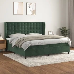 Box spring bed with dark green velvet mattress 200x200 cm by , Beds and slatted bases - Ref: Foro24-3129474, Price: 781,36 €,...