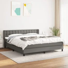 Box spring bed with dark gray fabric mattress 160x200 cm by , Beds and slatted bases - Ref: Foro24-3130042, Price: 525,65 €, ...