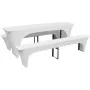 3 white stretchable covers for table and 2 benches 220x50x80 cm by vidaXL, Covers - Ref: Foro24-130792, Price: 32,62 €, Disco...