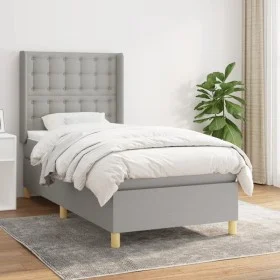 Box spring bed with light gray fabric mattress 80x200 cm by , Beds and slatted bases - Ref: Foro24-3132265, Price: 324,44 €, ...