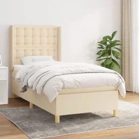 Box spring bed with cream fabric mattress 90x190 cm by , Beds and slatted bases - Ref: Foro24-3132278, Price: 354,54 €, Disco...