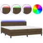 Box spring bed mattress LED lights dark brown fabric 200x200 cm by , Beds and slatted bases - Ref: Foro24-3133504, Price: 608...