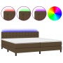 Cama box spring colchón luces LED tela marrón oscuro 200x200 cm de , Camas y somieres - Ref: Foro24-3133504, Precio: 608,23 €...