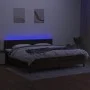Box spring bed mattress LED lights dark brown fabric 200x200 cm by , Beds and slatted bases - Ref: Foro24-3133504, Price: 608...