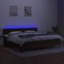 Cama box spring colchón luces LED tela marrón oscuro 200x200 cm de , Camas y somieres - Ref: Foro24-3133504, Precio: 608,23 €...