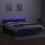 Box spring bed with mattress and LED blue fabric 160x200 cm by , Beds and slatted bases - Ref: Foro24-3134051, Price: 512,24 ...