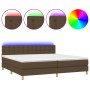 Boxspringbett mit LED-Matratze dunkelbrauner Stoff 200x200 cm von , Betten und Lattenroste - Ref: Foro24-3134064, Preis: 621,...