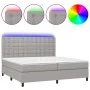Box spring bed with fabric mattress and light gray LED 200x200 cm by , Beds and slatted bases - Ref: Foro24-3135221, Price: 6...